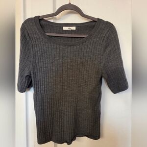 Banana Republic Charcoal Merino Ribbed Tee